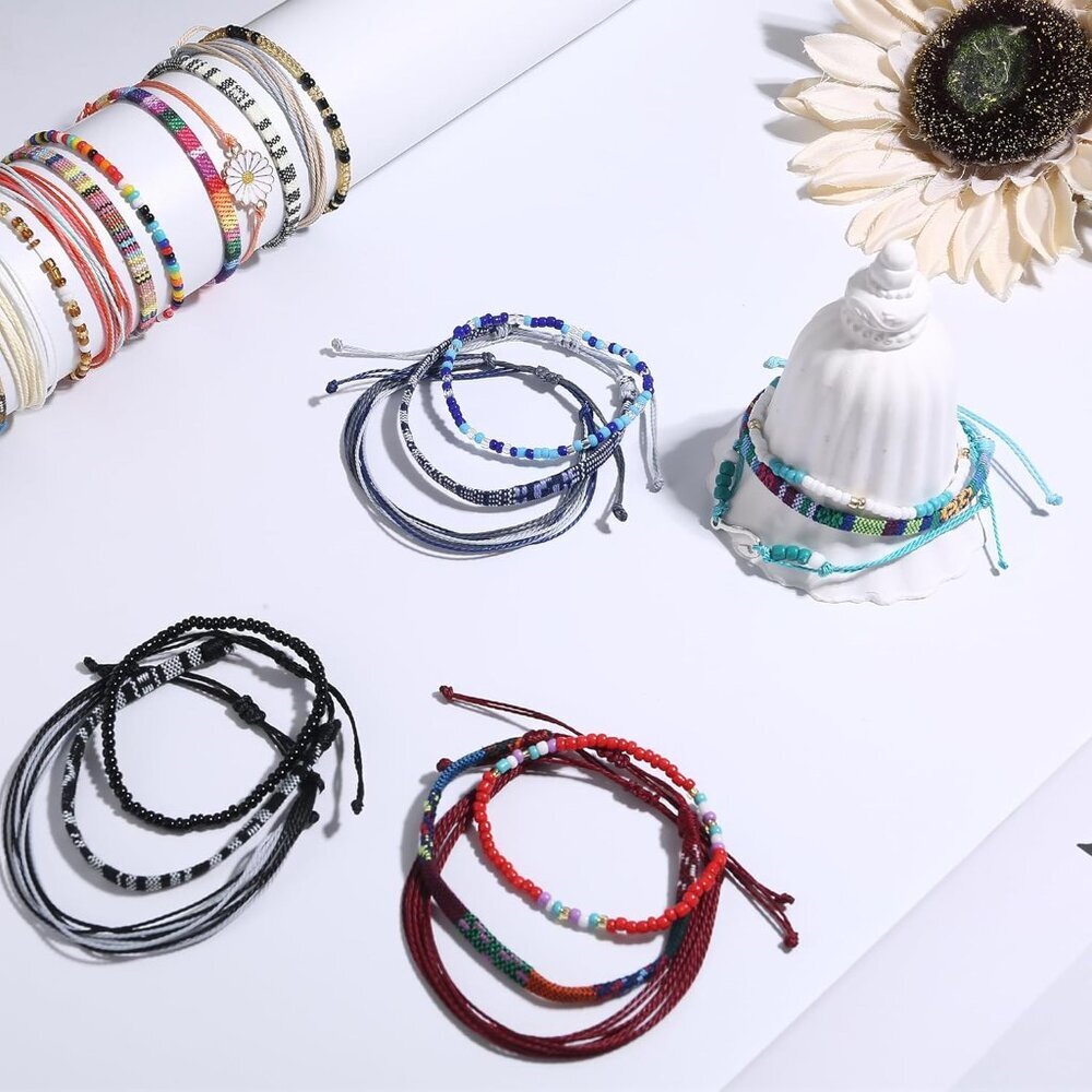 24 Pieces Waterproof String Bracelets for Women Surfer Wave Boho Bracelet Adjust - Picture 7 of 9